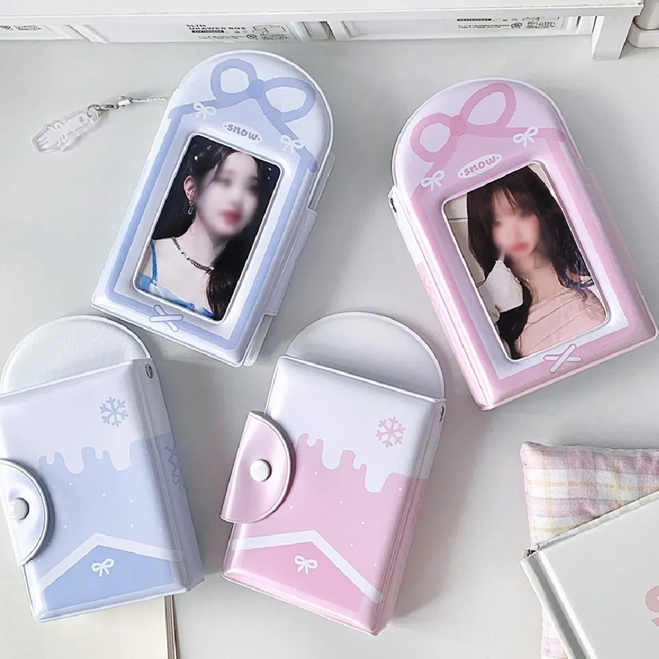 3inch Photocard držiteľ ins Photo album Kórea idol zbierka Kniha 32 vreciek Sweet Pink Blue Card Obrázok