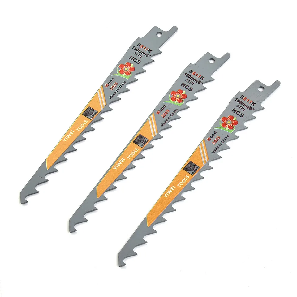 3ks 150 mm 3 TPI HCS recipročné píly Blades Sabre SAW SAW SAW MULTI pre drevené kovové kovové PVC TRUBY Cutting PILE SILLESELS Nástroje