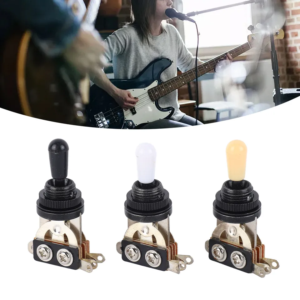3KS 3 Way Guitar Tanggle prepínačy Krátky priamy spínač s čiernymi bielymi krémovými tipmi pre elektrickú gitaru