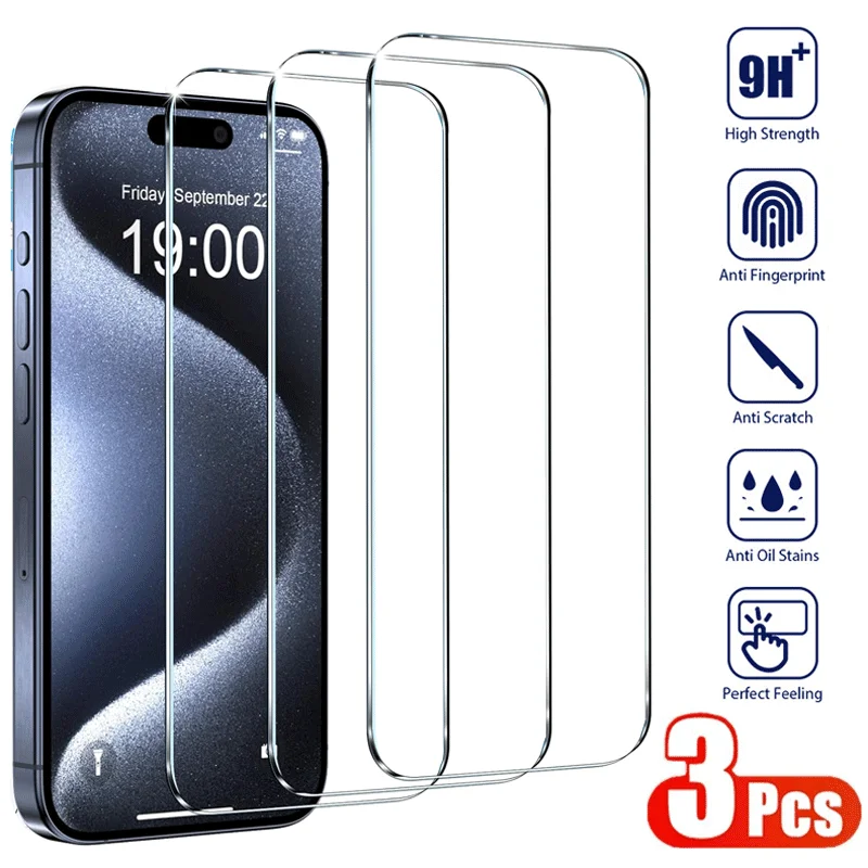 3ks anti-burst temperované sklo pre iPhone 11 12 13 14 15 Pro Max Screen Protector pre iPhone 14 15 plus ochranný sklenený film