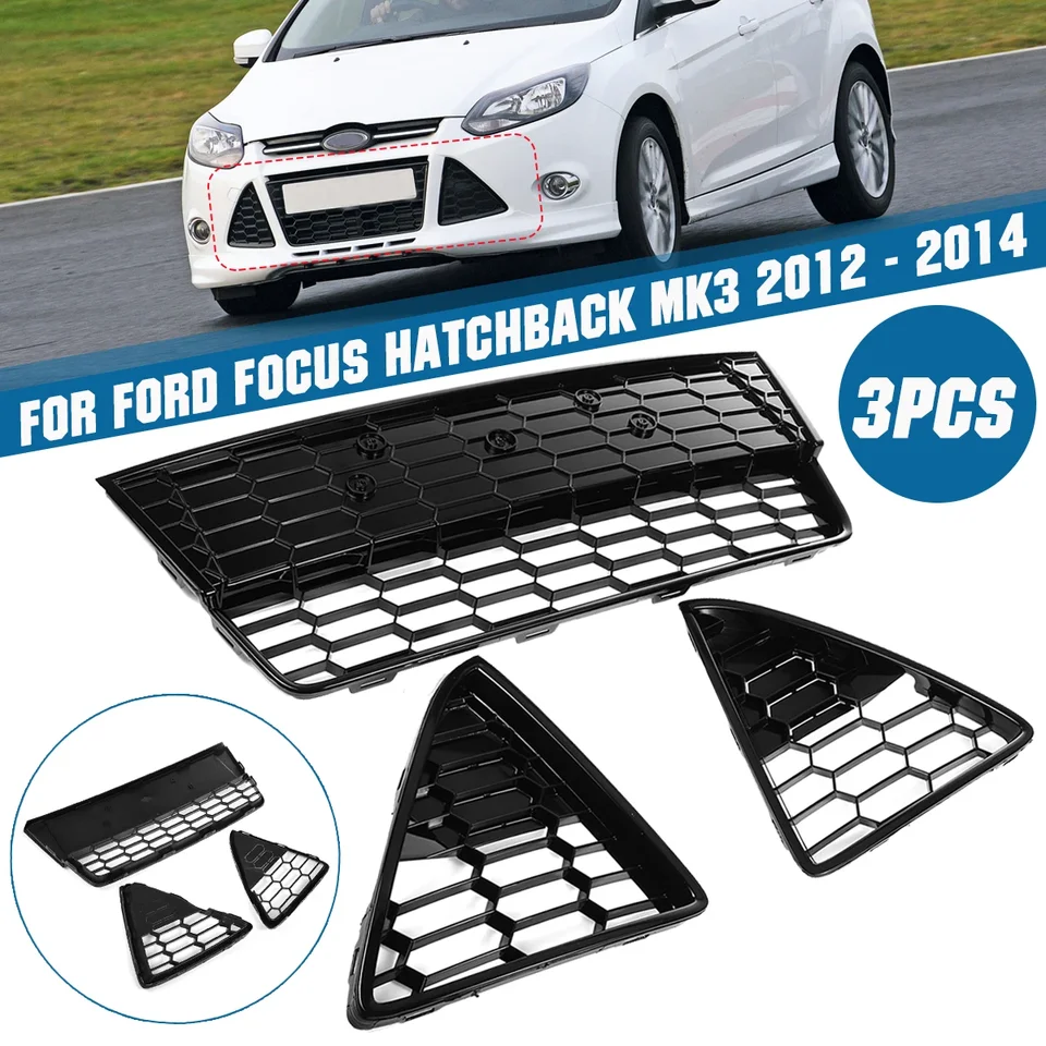 3ks auto vošté predné nárazník dolnú mriežku pre Ford Focus for Estate MK3 2012 2013 2014