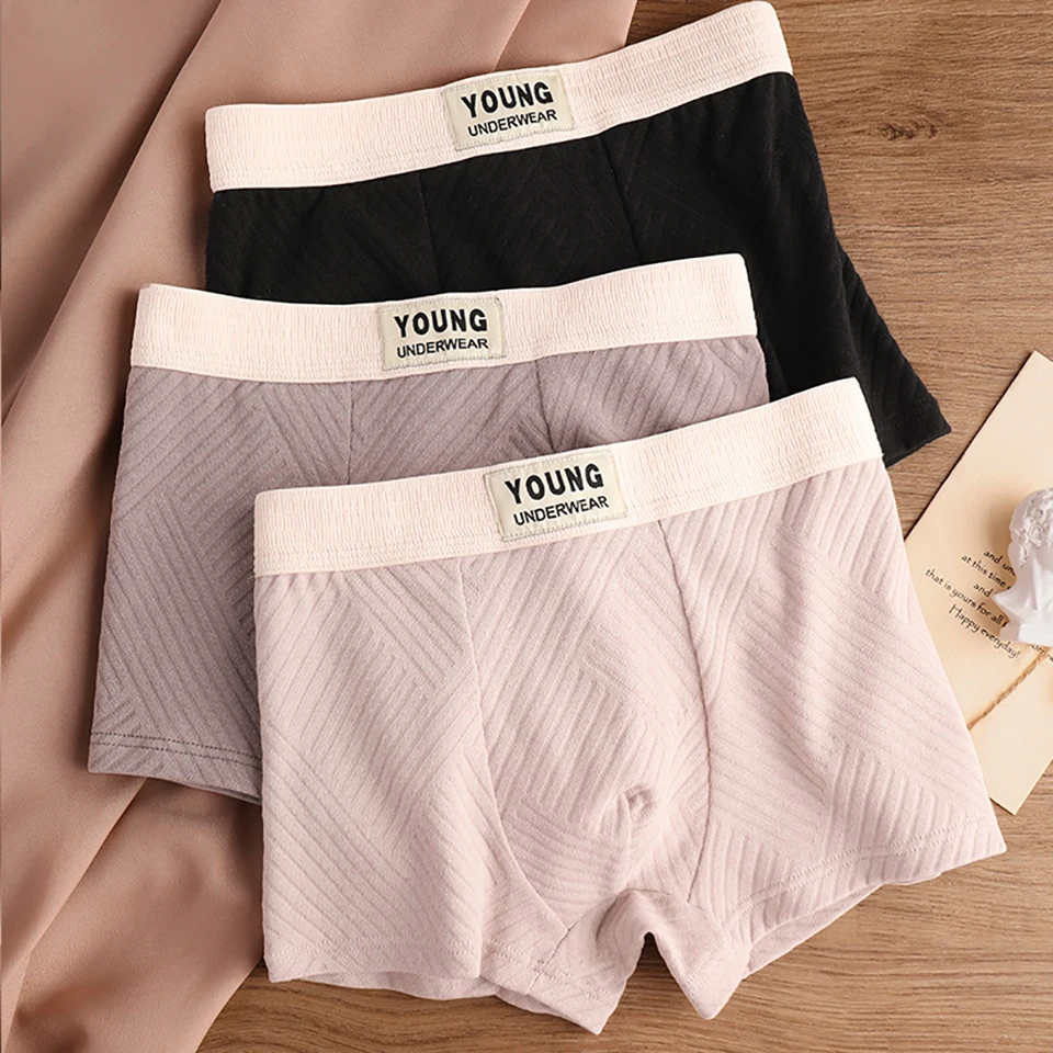 3ks/balenie L-4XL 100% bavlnené pruhované spodky Muži Priedušné rozkroky U 5A Antibakteriálne nohavičky Soft Mäkovale boxer spodná bielizeň