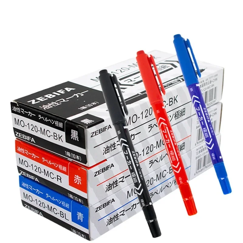 3ks/balenie Twin Tip Trvalé markery, jemný bod, (čierna, modrá, červená) atrament, 0,5 mm-1 mm
