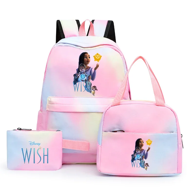3ks Disney Nový film Prial si farebný batoh s obednou taškou Rucksnack Casual School Bags for Girls Dámske študentské súpravy