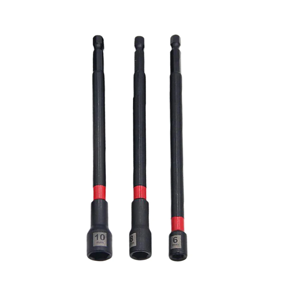 3ks dlhá matica ovládač 6/8/10 mm 6 palca Magnetic Dlhá matica pre nárazový hex hexový adaptér ručné náradie Kľúčový kľúče dielky