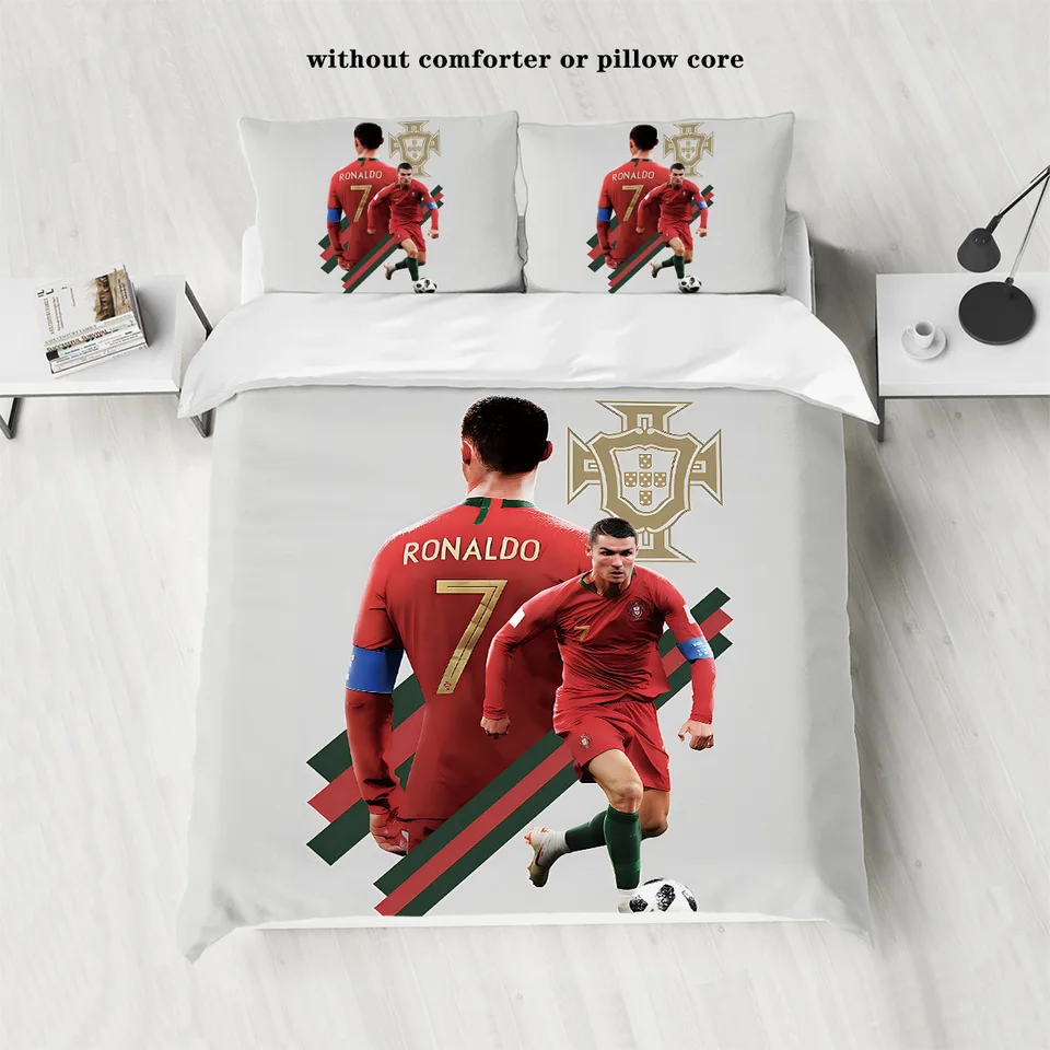 3ks futbalová hviezda sada s súpratnou posteľnou súpravou so stehingom pre spálňu a hosťovskú izbu -1 obliečky na obliečka a 2 vankúše (bez jadra)