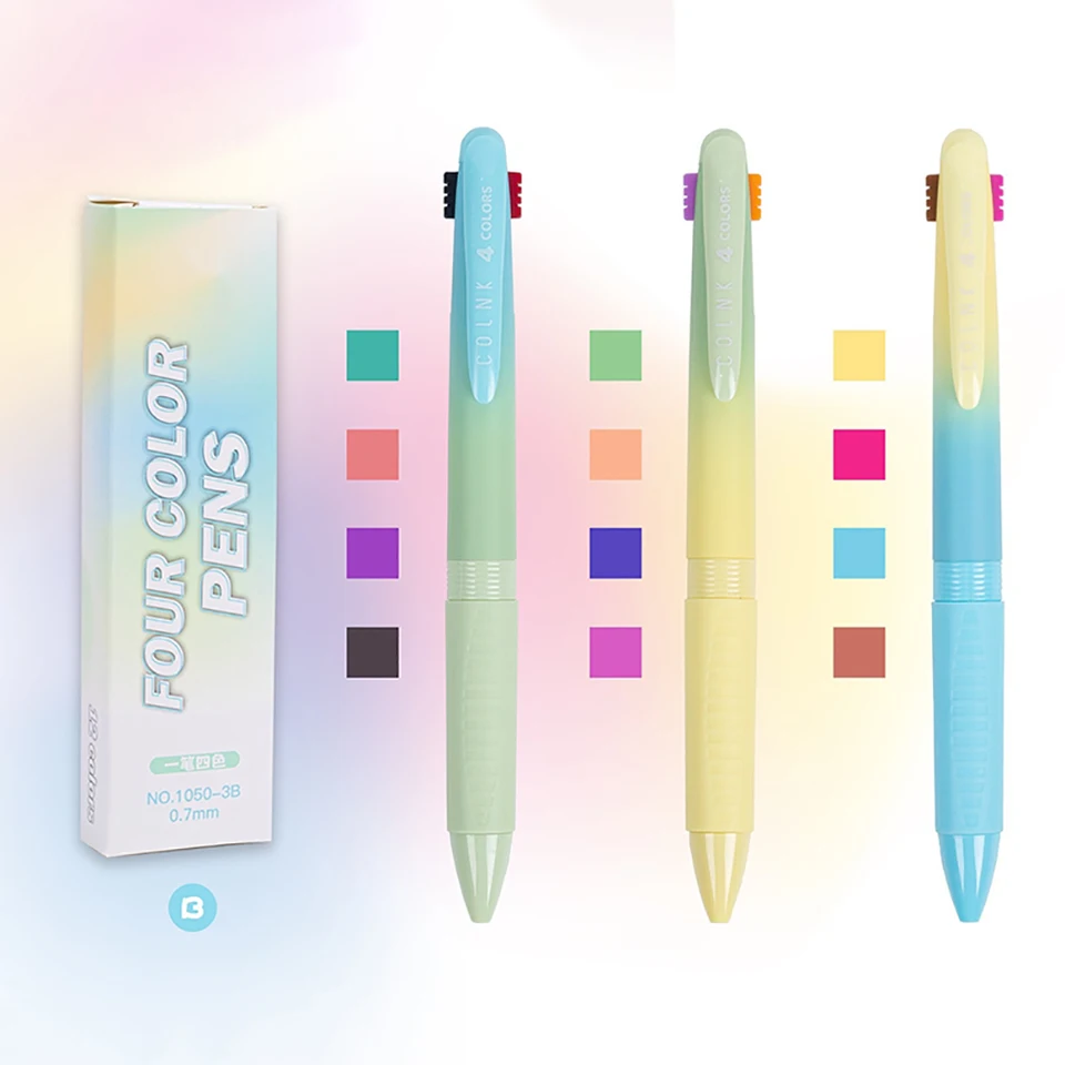 3ks gradient 4-colors-in-1 gélové perá guľôčkové perá viacfarebné gélové perá študentské písacie nástroje