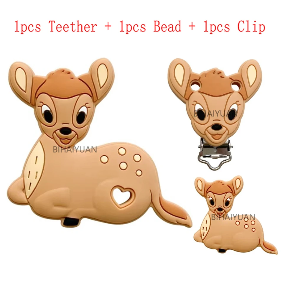 3KS Jeden sada Disney Bambi Silikone Teeter Clip Foth Fort Poprátok DIY CAMIGHCIER CLIPS KLIPS PEN Hračky Pery šperky doplnky