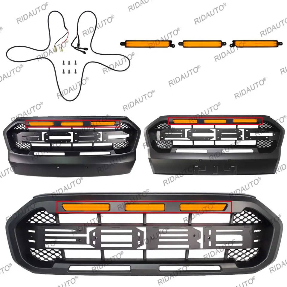 3KS LED SVETLA SVETA SVETA PRE HMT AFFARKET GRILLE MRILLE FIT na roky 2015-2021 FORD RANGER T7 T8 Amber žltá biela farba