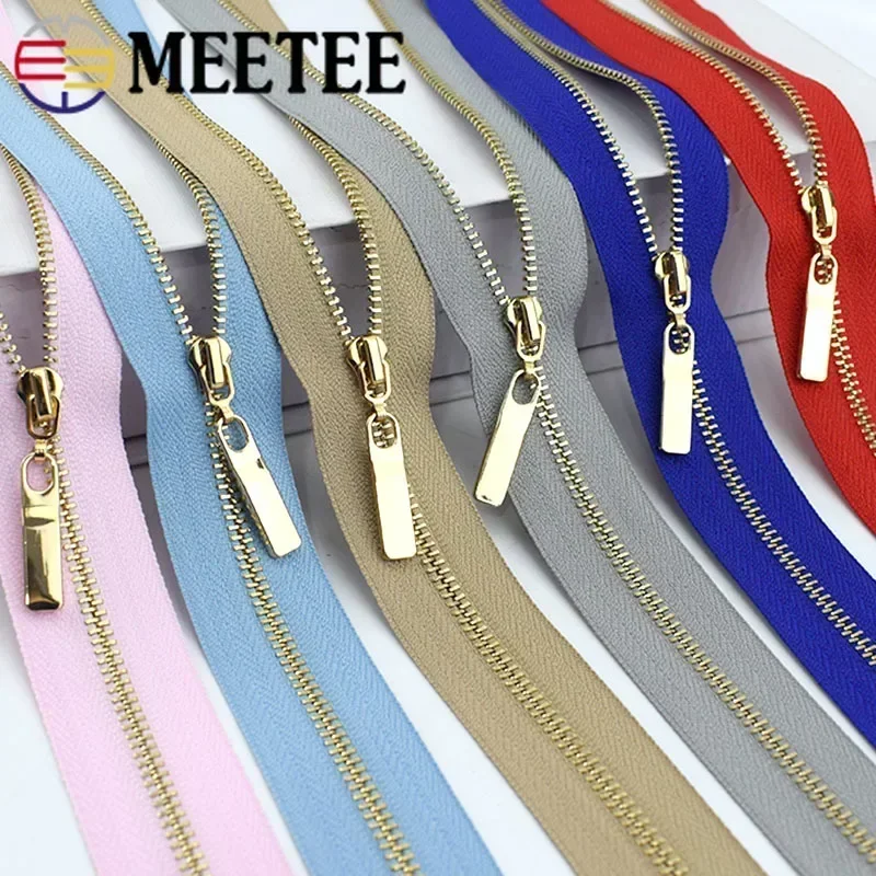 3ks Meetee 3# Metal Zippers 15-30 cm blízko 40-70 cm Open-End Zips Decor Decor Zipper Repir Kit DIY Šijacie príslušenstvo