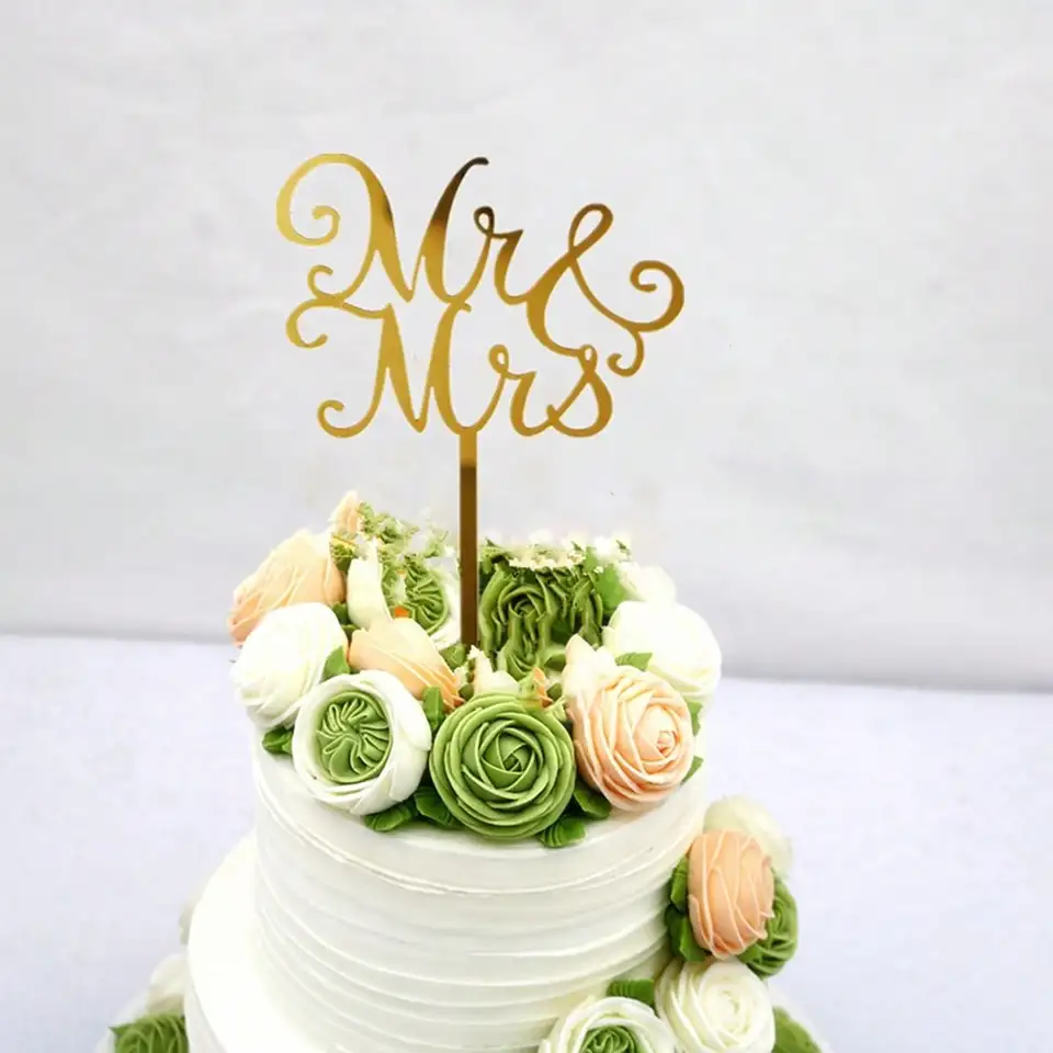 3KS MR & MRS ACryl Cake Toppers Svadobný valentínový deň košíčky Topper na dekorácie tortu svadobných večierkov