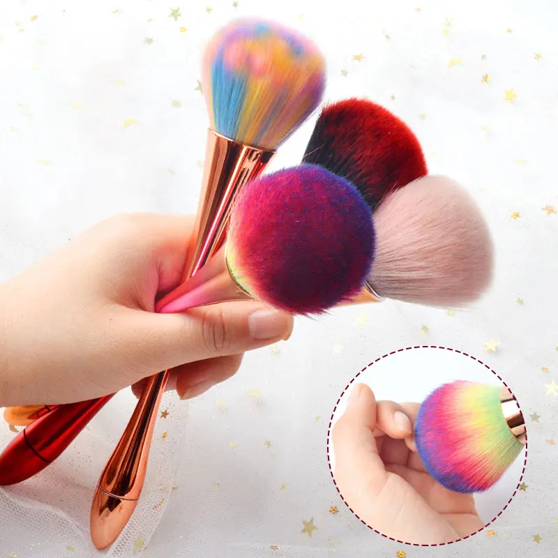 3ks mäkké štetiny nechty Art Art Dust Brush Kovové ruky Čistenie nechtov Červenajúca kefka/Prášková kefa na kefu na nechty Klini