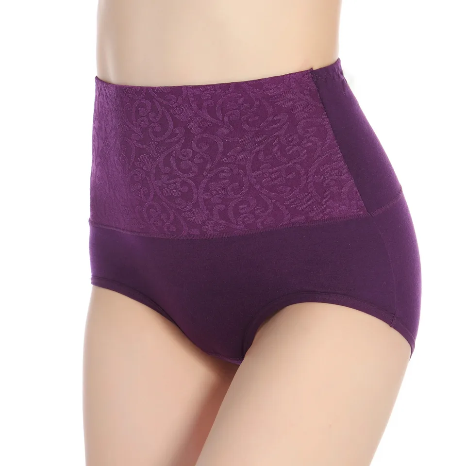3ks plus veľkosti bavlnené nohavičky pre ženy s vysokým pásom brucha spodnej bielizne Girlless Girls Dievčatá podľahlé intimáciou ženského prádla