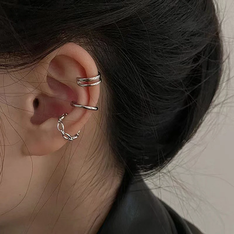 3KS/SET Clips náušnice pre ženy unisex minimalistické módne chrupavky Chrupové náušnice súpravy uši