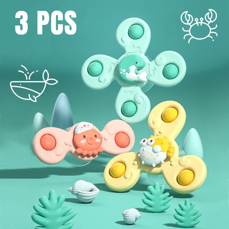 3ks/set detské kúpeľne hračky vtipné kúpanie prísavné spinner sact cup karikatúry štrkáče fidget vzdelávacie hračky pre deti chlapcov