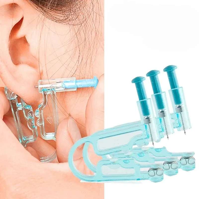 3KS/Set Ear Piercing Gun Kit Asepsis na jedno použitie zdravé bezpečnostné náušnice Piercer Tool Machine Súprava Súpanie nosné pery šperky na pery