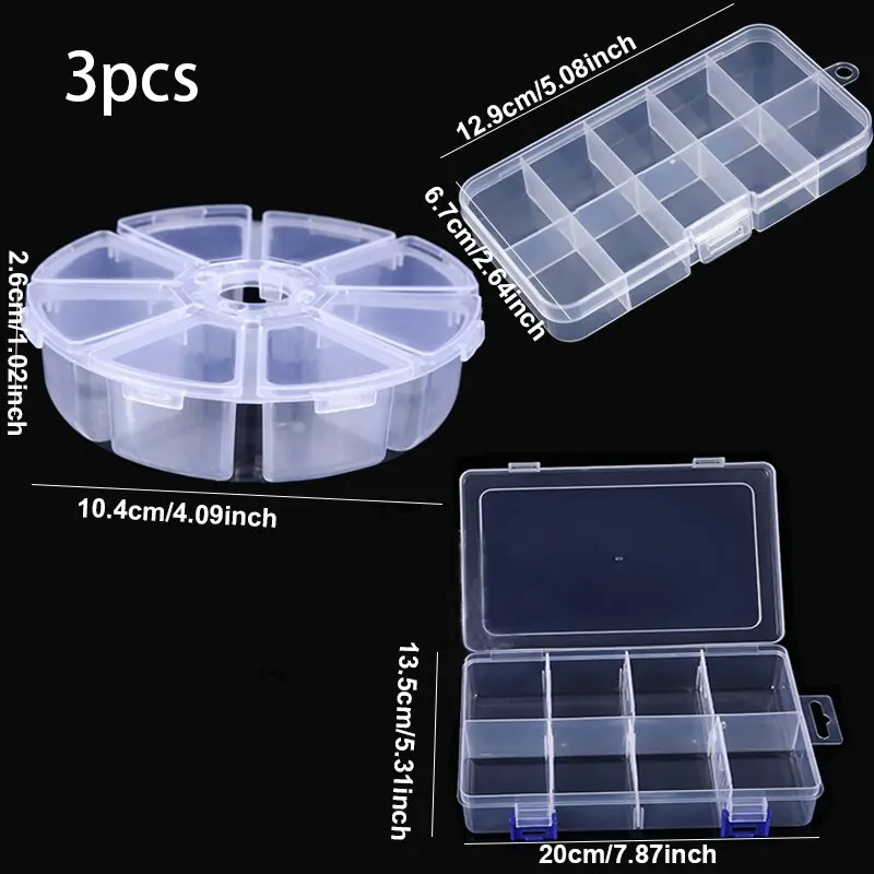 3ks/set klenotníctvo šperkovej úložnej skrinky Veľká kapacita korálky Rozdelené box Elektronické príslušenstvo Triedenie boxu Hardware Classification Box