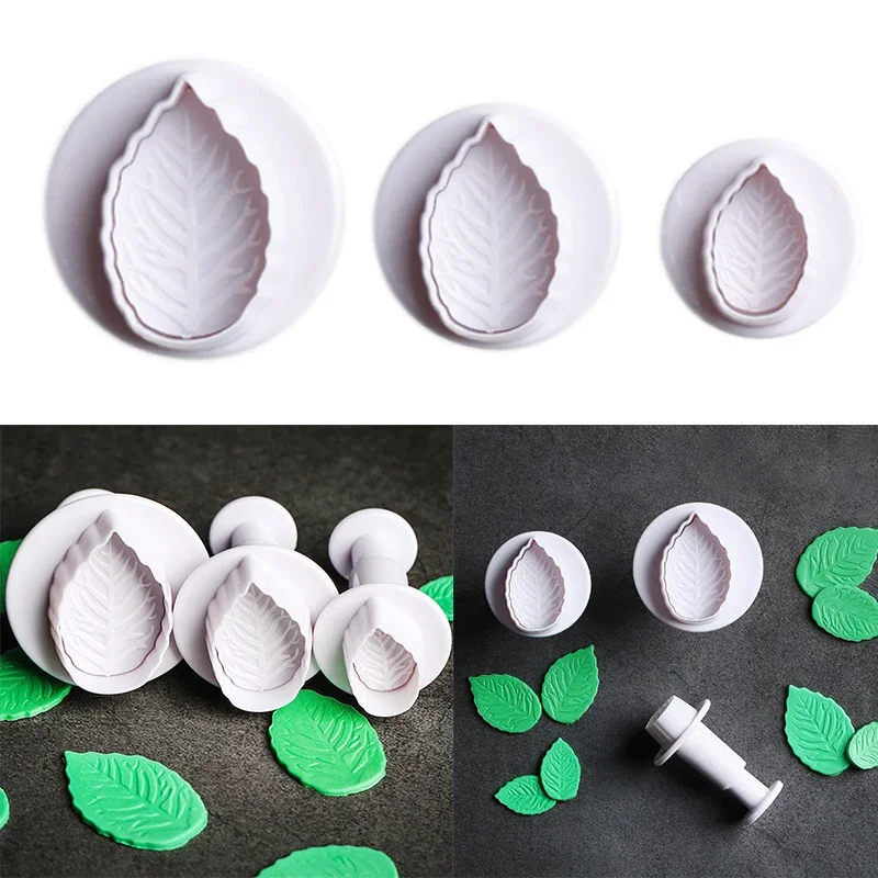 3ks/set koláč ružový list plunger fondant zdobenie cukrovej remeselníkovej formy sušienky sušienky Cutter Cutter Decanting Pastry Cake Tools