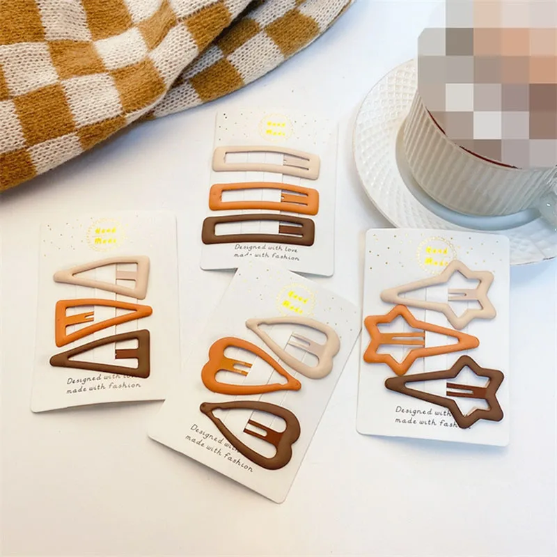 3ks/set pre deti vlasové sponky roztomilé geometrické hviezda srdiečko Vlasovňu Dievčatko krásne sladké barrety ozdoby pre deti Kadé doplnky