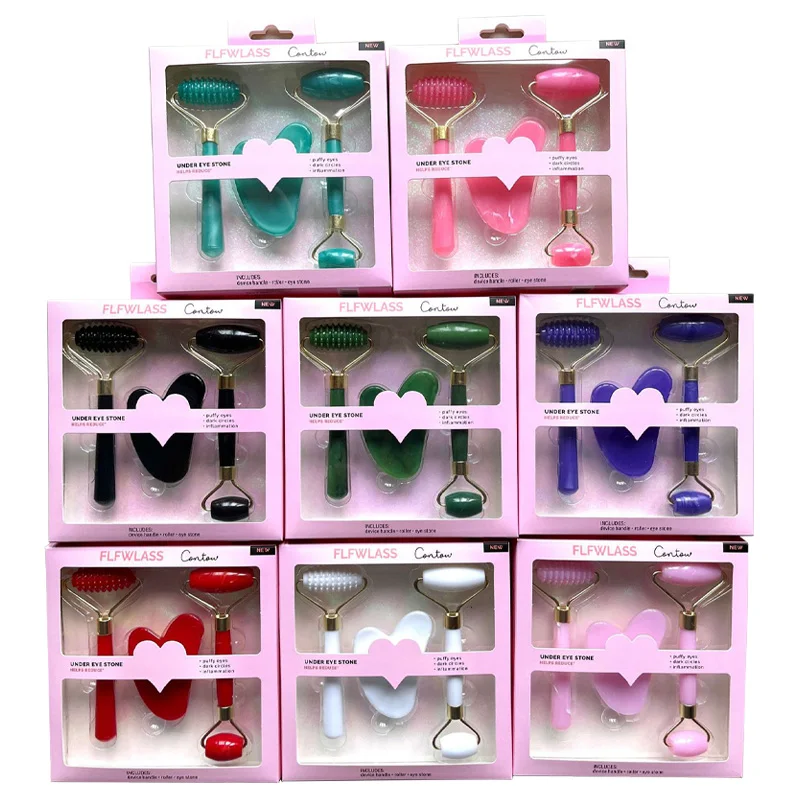 3KS Set Resin Gua Sha Massager Massager pre tvár tváre starostlivosť o tvár valcový masager masager kozmetické masáž Masáž Nástroj Not Jade Stone