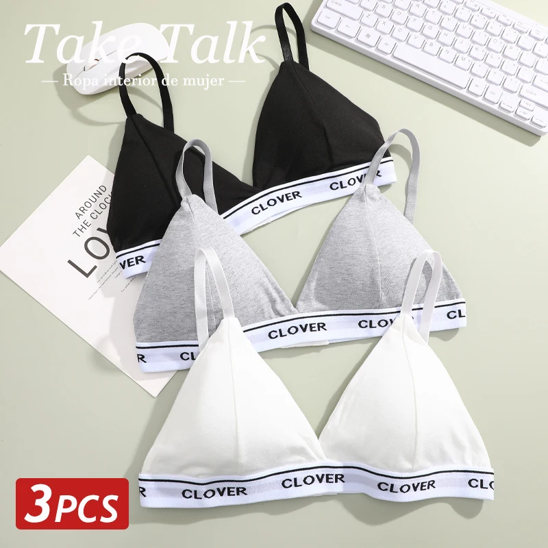 3ks/set žien bavlnené podprsenky Sexy v krku Brassiere Žena priedušná mäkká spodná bielizeň čalúnené podprsenky