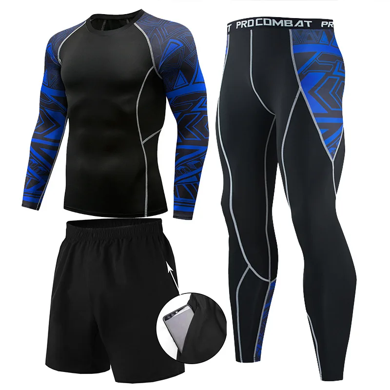 3ks/sety pánsky oblek MMA Rashguard Man MMA kompresné oblečenie mužské boxy tričko+legíny športové oblečenie bjj gi Muay thai šortky