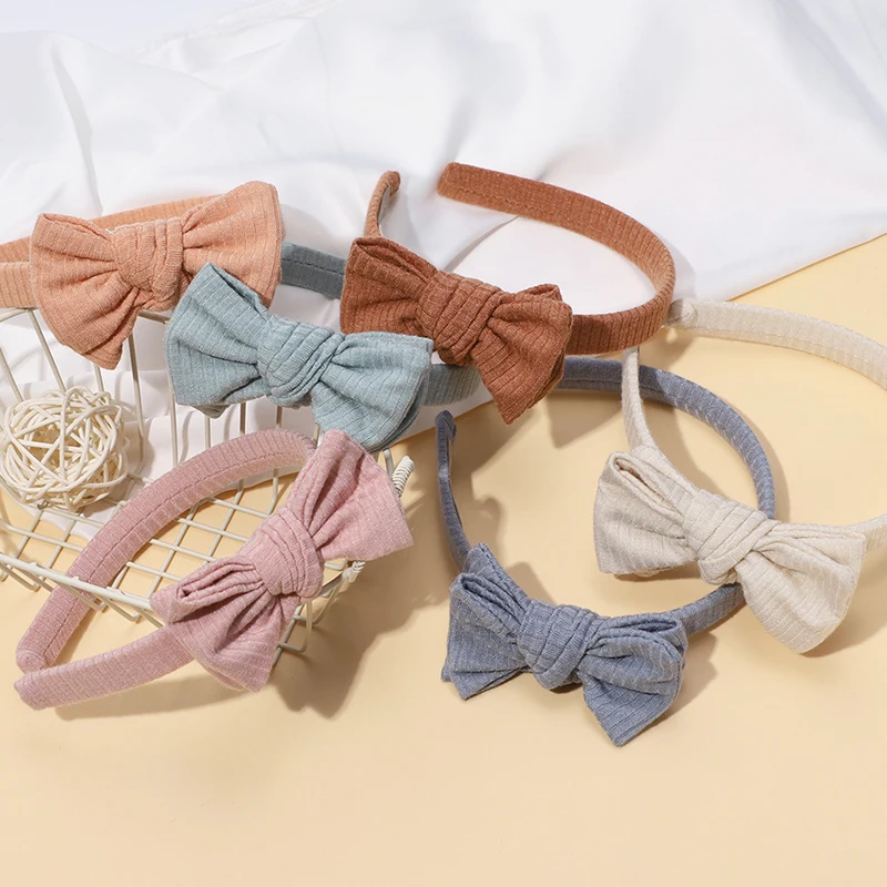 3KS Solid Bow Kids Hair Hoops Princess Girl Bavlna hlava hlavy Anti sklz Deti prať čelenku čelnú vlasová klipy pre vlasy