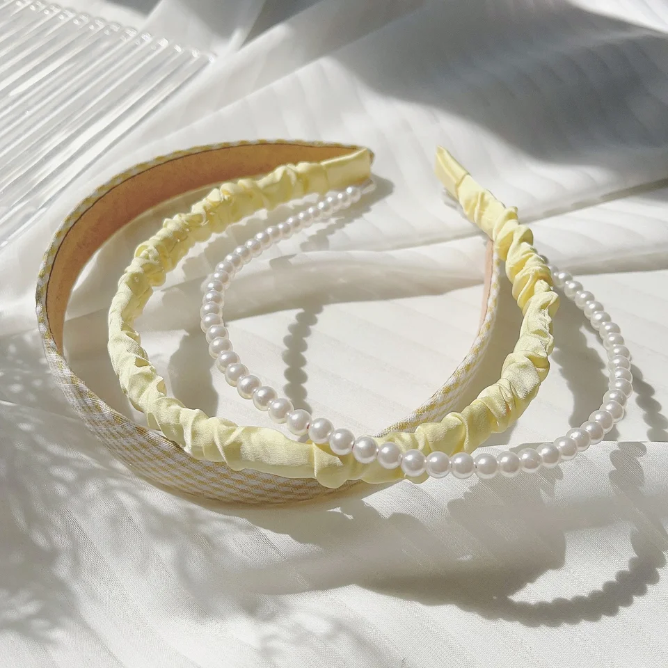 3ks/súpravy Dámske dievčatá látky na vlasy kvetiny perlové čelenky Hairband vlasová obruč Žena módne vlasové doplnky Darčeky hlavy
