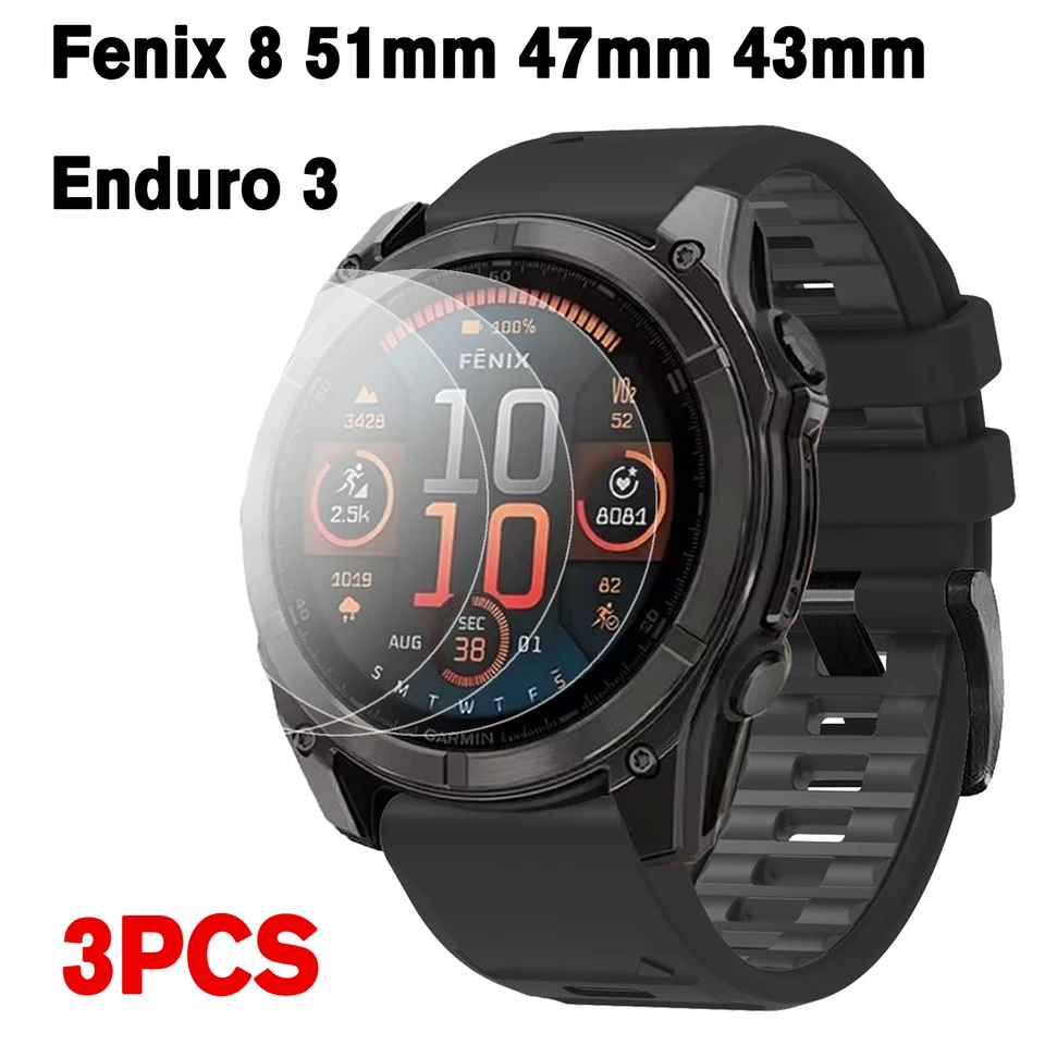 3KS Temperované chrániče sklenenej obrazovky pre Garmin Fenix ​​8 51 mm 47 mm 43 mm enduro 3 Film na ochranu obrazovky pre Fenix ​​7 7x 6 6x