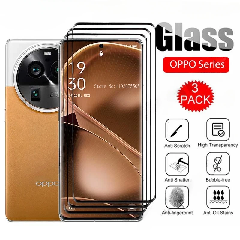 3ks temperované sklo pre OPPO Nájdite X6 X5 Pro Reno 9 Pro A78 A76 A56 A54 A94A96 2023 Ochranné obrazovky s úplným krytom