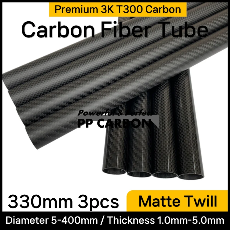 3ks trubica z uhlíkových vlákien 330 mm pre diely letúna RC Matte Twill Weave 3k High Hardness Composite Material OD 12 mm 18 mm 20 mm 22 mm