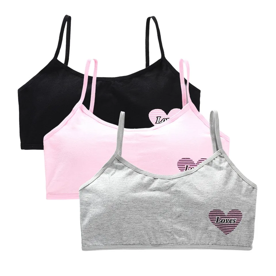 3ks/veľa dospievajúcich dievčat, ktoré vychádzajú podprsenky Detské dojčie Care Girl Bra Hipster Listy Láska Tlač dospievajúcich Underwear Summer Kids Vesty