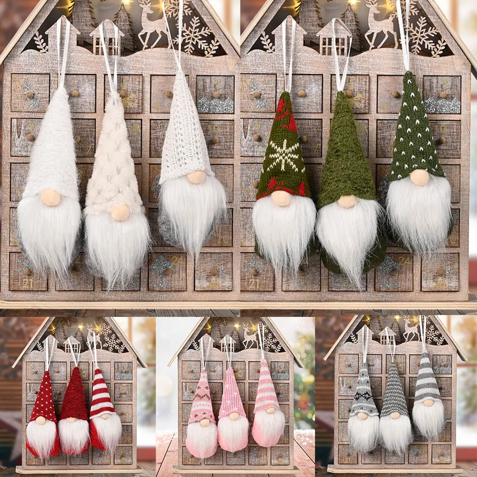 3ks vianočný stromček zavesenie Gnome Plush Gonk Santa Doll Pendants Vianoce ozdoby sviatočná večierok dekorácia 15*6*4cm