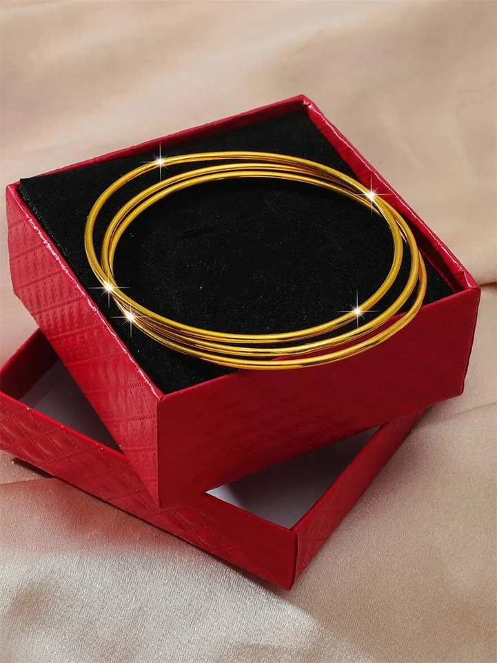 3ks/šarža Zlato farebná manžeta Bangles pre ženy hladký kruhový náramok a náramok 62/62 mm Trendové šperky Veľkoobchod