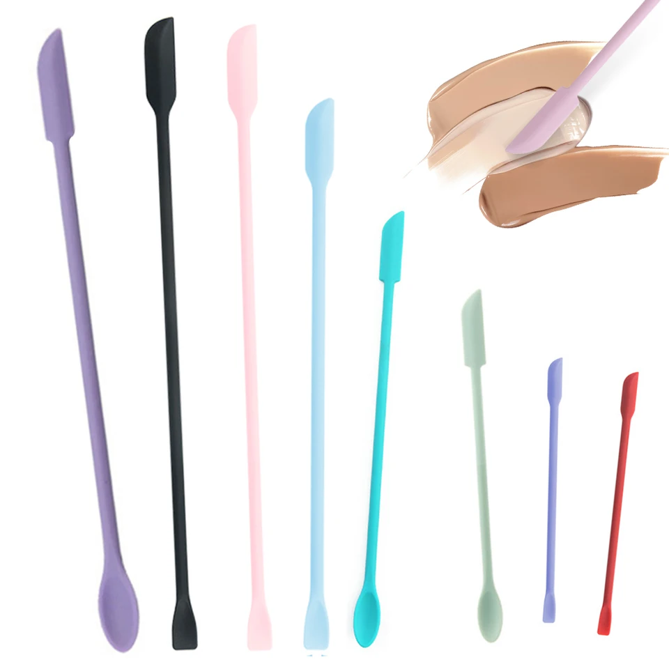 3ksové dvojzera Silikón Scret Scoon Set make-up kefy kozmetické nástroje Krásne doplnky Opätovne použiteľné silikónové kopček Scraper