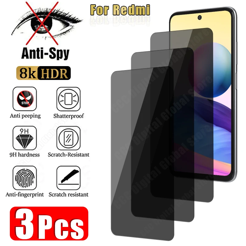 3ksové súkromie sklo pre Redmi Note 13 12 11 10 9 8 7 Pro Plus 5G 11S 10S 9S Anti-Spy Chráni