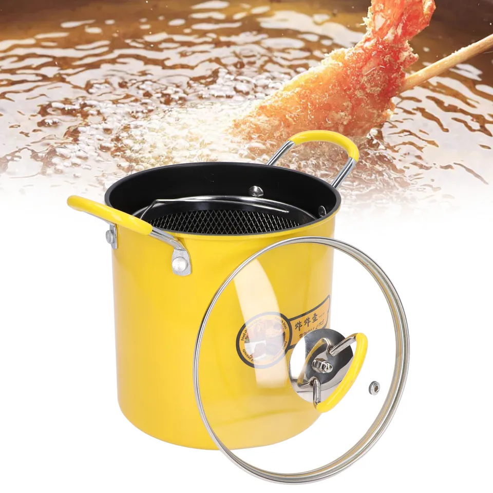 3L Mini Deep Fryer Pot Nerezová oceľ Japonský pančuchový hrniec s olejovým filtračným stojanom Zhlboka fritéza pre domácu kuchyňu