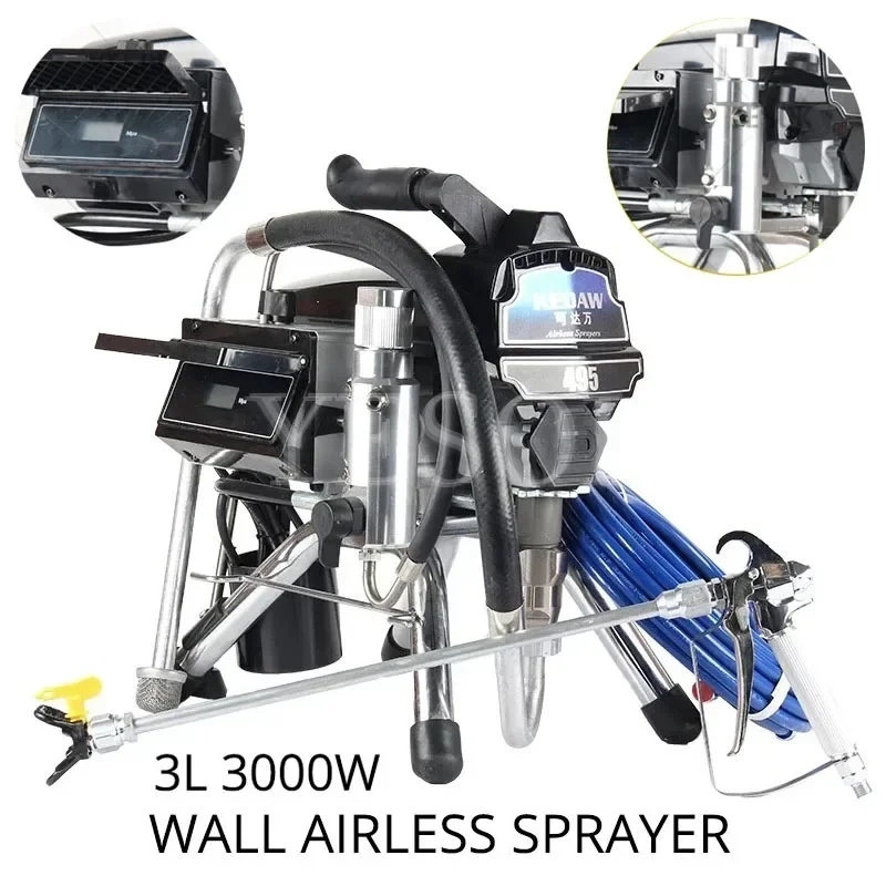 3L Professional 3000W Vysokotlakový inteligentný stenový vzduchový sprejový sprej na latex farbu inteligentné striekajúce striekanie Nástroje na maľovanie