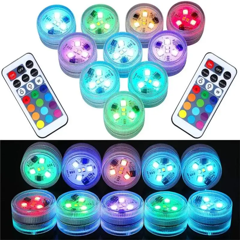 3LEDS RGB LED ponorné svetlo pod vodou nočná lampa s batériou ovládaná záhradné bazény svetlo pre svadobnú hostinu Vase misa