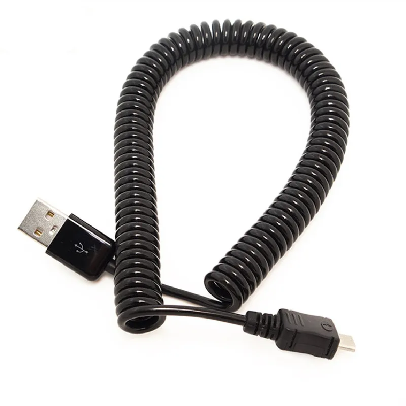 3M/10ft Micro USB Spring Spring Coiled Cable Extension Prenosná stiahnuteľná USB dátová nabíjačka káblov pre mobilný telefón Coiled Cabo