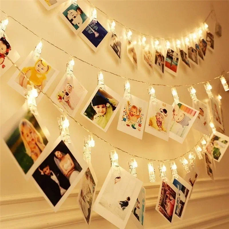 3M 20 LED fotka Fotografie rozprávkové struny svetlá držiteľ karty Garland lampa pre vianočné svadobné oslavy rozprávkové svetlá vianočné dekorácie