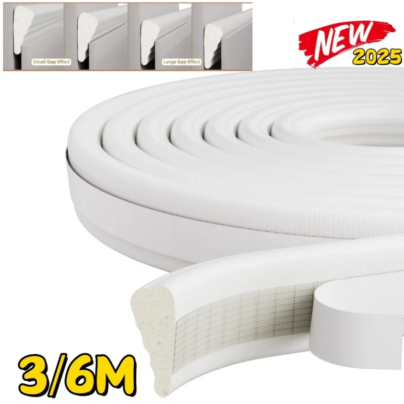 3m/6m Nový klinový pásik, akustická izolačná penová pena Dverne Teste Strip, zvukovo odolný vodiaový meter, výplň medzery