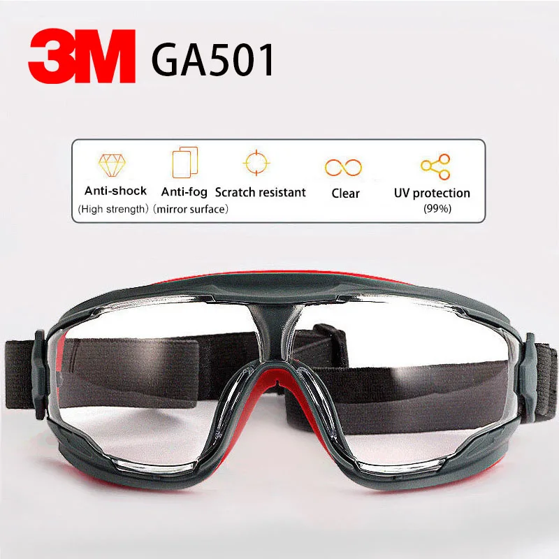 3M GA501 GOGGLES Originálna bezpečnosť 3M Ochranné okuliare Anti-Fog Anti-Shock Riding A Airsoft Airsoft Guesses
