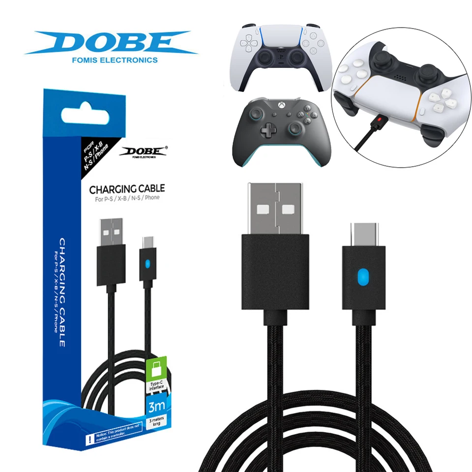 3M nabíjací kábel pre sériu PS5/Xbox Series SX/NS PRO Ovládač USB C Typ C Power kábel pre PlayStation 5 Gamepad Accessories