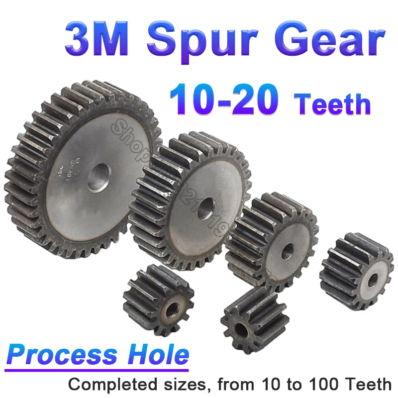 3M Spurový proces procesor 3 Mod Pinion Gears 10-20 Zuby ploché valcové vysokofrekvenčné ochladzovacie zuby Motor