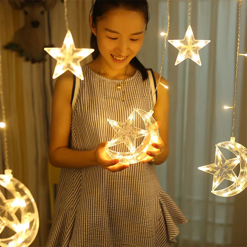 3METER LED Fairy Light Girland Ramadan Eid Mubarak 12 Mesiac/hviezdna lampa 220V EÚ ISLAM LIGHT ODPORNÉ ODDELENIE PRE DOMOVÉ OKNANIE