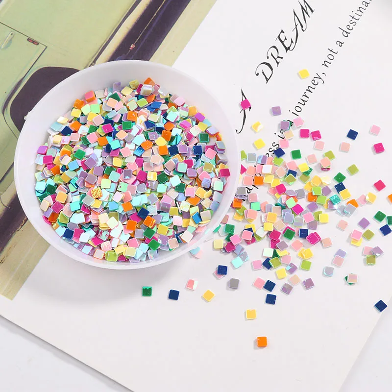 3mm štvorcový tvar PVC voľné flitre Paillettes for Nat Arts Svadobné konfetové remeslo, okrasné náplne, detské doplnky pre domácich majstrov