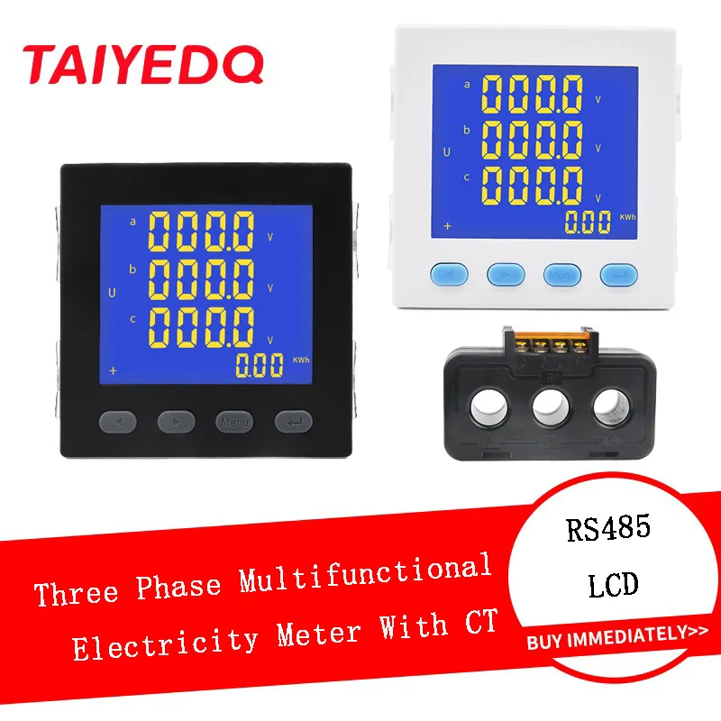 3P3L 3P4L Trojfázové multifunkčné spotreba 96*96 mm AC220V LCD Digitálny displej Watt Hour Energy Meter s CT