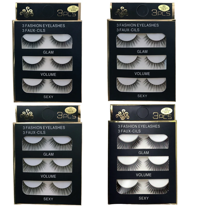 3Pairs/ box mihalnice Mink riasy natruálne dlhé riasy 100% krutosť Mink Mink Falošné riasy Zhaste