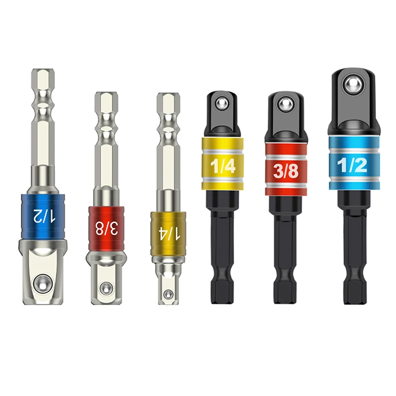 3pc farebná šesťuholníkový skrutkovač vzduchový skrutkovač predlžovacia tyč 1/2 štvorcovej hlavy 3/8 zásuvky 1/4 sada elektrických skrutkovačov